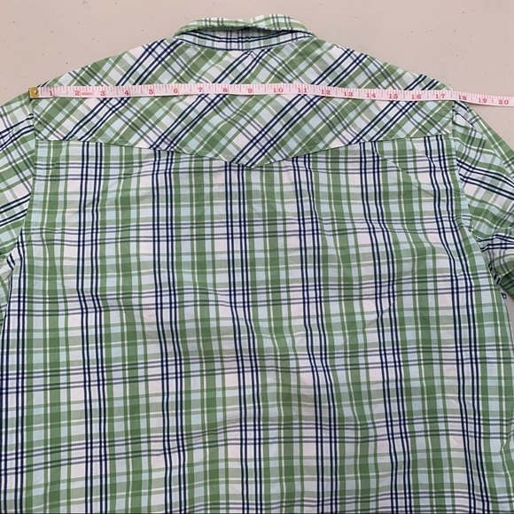 Fossil Brand men's long sleeve button down casual shirt Green Blue White Plaid L - Picture 9 of 10